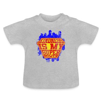 Freundlichkeit ist meine Supermacht Verbreiten Frieden - Baby Bio-T-Shirt mit Rundhals - Grau meliert - Vorne