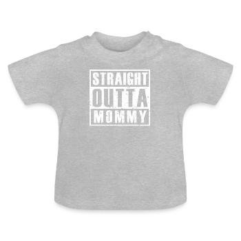 Straight Outta Mommy - Baby Bio-T-Shirt mit Rundhals - Grau meliert - Vorne