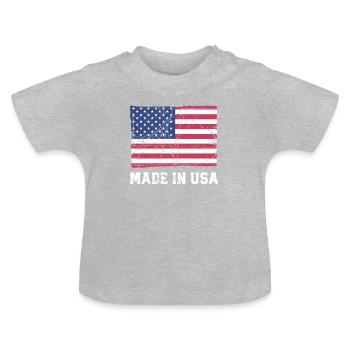 Drapeau des États-Unis / Fabriqué aux États-Unis - T-shirt bio col rond Bébé - gris chiné - Devant