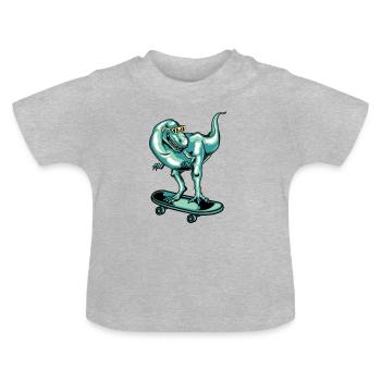 Dinosaurier - Baby Bio-T-Shirt mit Rundhals - Grau meliert - Vorne