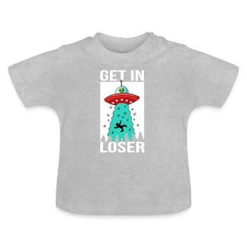 Ufo Alien Abduction Get a loser - Baby Organic T-Shirt with Round Neck - heather grey - Front