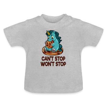 Thick unicorn biscuit cookie eat hunger - Baby Organic T-Shirt with Round Neck - heather grey - Front
