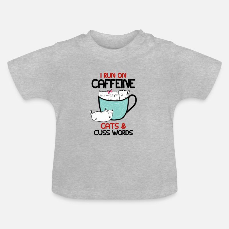 Cadeau chat chaton café kitty - T-shirt bio col rond Bébé - gris chiné