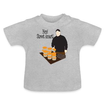 Hey street food - Baby Organic T-Shirt with Round Neck - heather grey - Front