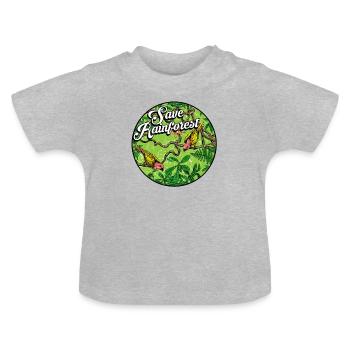 Forêt tropicale tropicale protection de l'environnement oiseaux jungle - T-shirt bio col rond Bébé - gris chiné - Devant