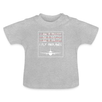 Je pilote un avion pilote - T-shirt bio col rond Bébé - gris chiné - Devant