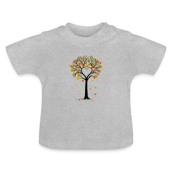 Herbst - Baby Bio-T-Shirt mit Rundhals - Grau meliert - Vorne