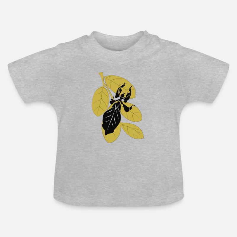Silhouette de feuille errante sur le feuillage - T-shirt bio col rond Bébé - gris chiné