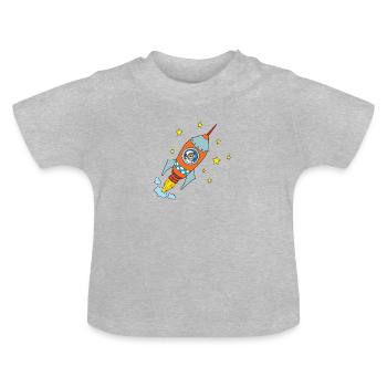 Rocket with astronaut for children - Baby Organic T-Shirt with Round Neck - heather grey - Front