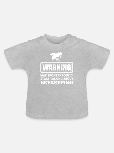 warning beekeeping - Baby Organic T-Shirt with Round Neck - heather grey
