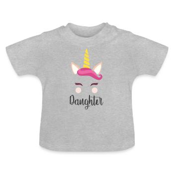 Daughter Einhorn Unicorn Papa Tochter - Baby Bio-T-Shirt mit Rundhals - Grau meliert - Vorne