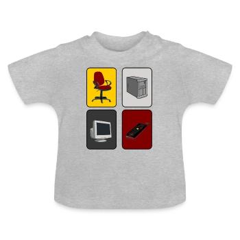 Les joueurs PC - T-shirt bio col rond Bébé - gris chiné - Devant