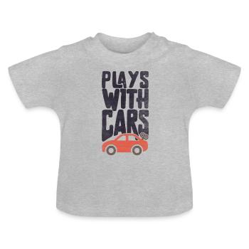Plays with Cars Vater Sohn Auto Partnerlook - Baby Bio-T-Shirt mit Rundhals - Grau meliert - Vorne