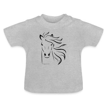 Pferdekopf - Baby Bio-T-Shirt mit Rundhals - Grau meliert - Vorne