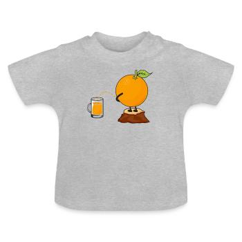 Naughty orange in the production of orange juice - Baby Organic T-Shirt with Round Neck - heather grey - Front