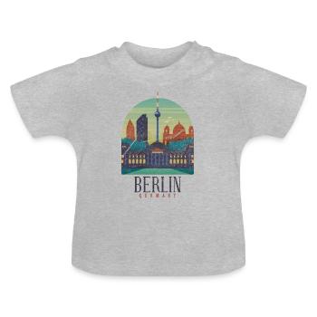 Berlin Retro Vintage Hauptstadt Skyline Geschenk - Baby Bio-T-Shirt mit Rundhals - Grau meliert - Vorne