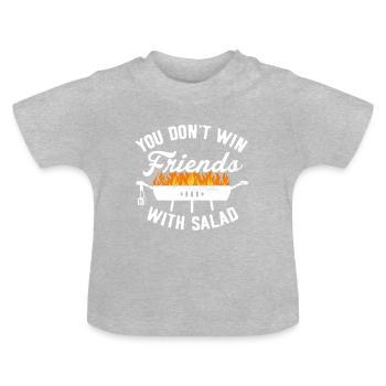 BBQ Grillen Griller Grillkönig Grillsaison Salat - Baby Bio-T-Shirt mit Rundhals - Grau meliert - Vorne