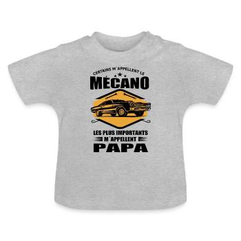 Mécanicien Shirt - Mécano Papa Cadeau - T-shirt bio col rond Bébé - gris chiné - Devant