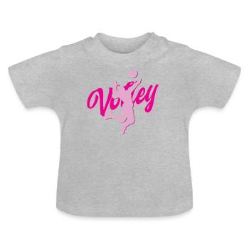 Volley 1Volleyball Aufschlag Baggern Pritschen - Baby Bio-T-Shirt mit Rundhals - Grau meliert - Vorne