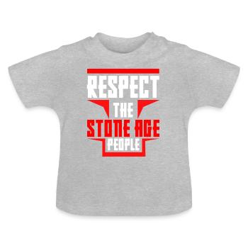 Conception de l’âge de pierre - Hommes des cavernes et dinosaures - T-shirt bio col rond Bébé - gris chiné - Devant