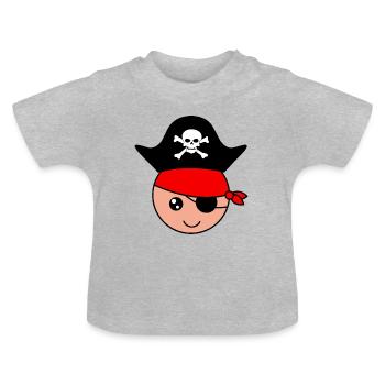 Child pirate - Baby Organic T-Shirt with Round Neck - heather grey - Front