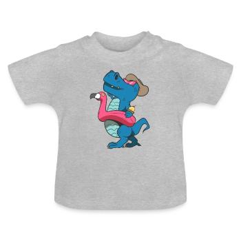Dinosaure en touriste - T-shirt bio col rond Bébé - gris chiné - Devant
