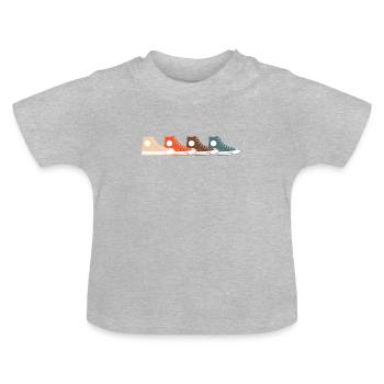 Vintage Schuh-Komposition - Baby Bio-T-Shirt mit Rundhals - Grau meliert - Vorne