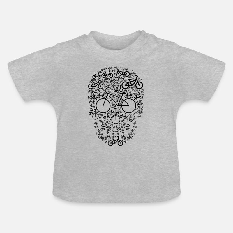 Vélo ou mort - Roues crâne - T-shirt bio col rond Bébé - gris chiné