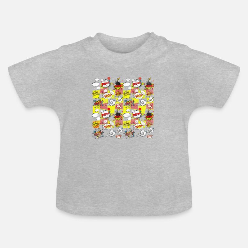 COMIC POW - T-shirt bio col rond Bébé - gris chiné