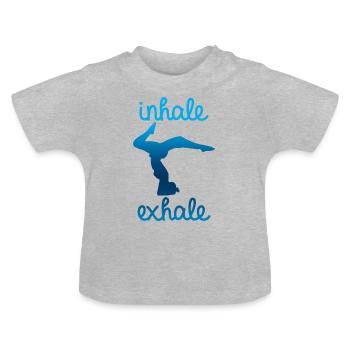 Inhale - Exhale - Baby Organic T-Shirt with Round Neck - heather grey - Front