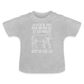 Ja ich rieche nach Pferd - Baby Bio-T-Shirt mit Rundhals - Grau meliert - Vorne