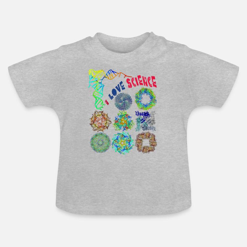 Molécules J'aime la science J'aime la science - T-shirt bio col rond Bébé - gris chiné