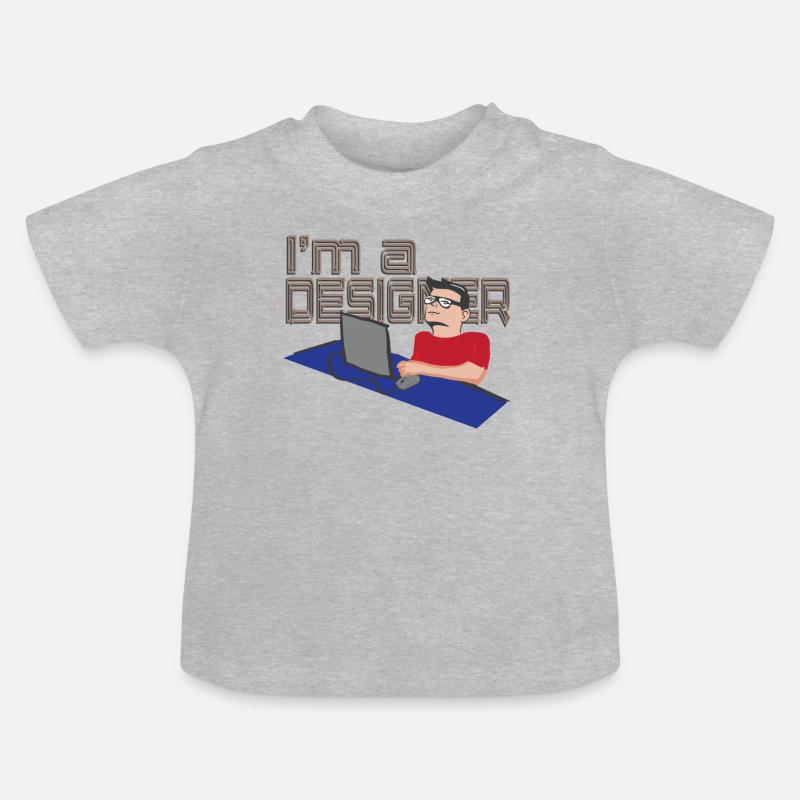 Ich bin ein Designer - I am a designer Geschenk - Baby Bio-T-Shirt mit Rundhals - Grau meliert