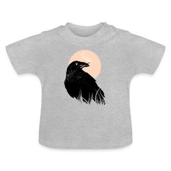 Rabe, Entzünder der Welten - Hugin, Munin - Baby Bio-T-Shirt mit Rundhals - Grau meliert - Vorne