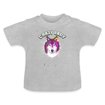 Crazy wolfs lady - Baby Bio-T-Shirt mit Rundhals - Grau meliert - Vorne