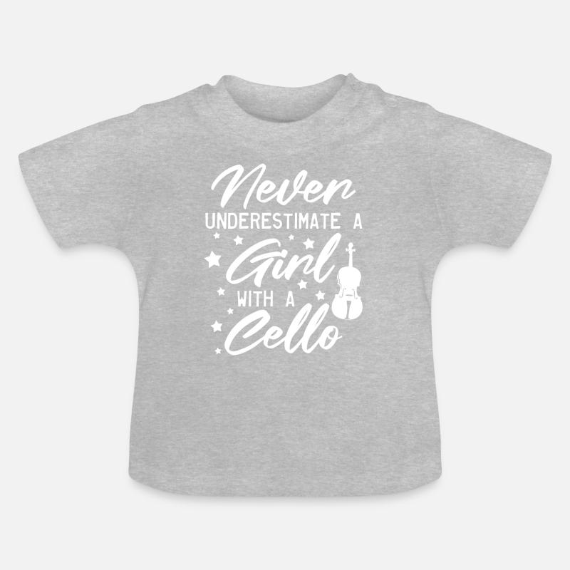 Ein Mädchen mit Cello - Baby Bio-T-Shirt mit Rundhals - Grau meliert