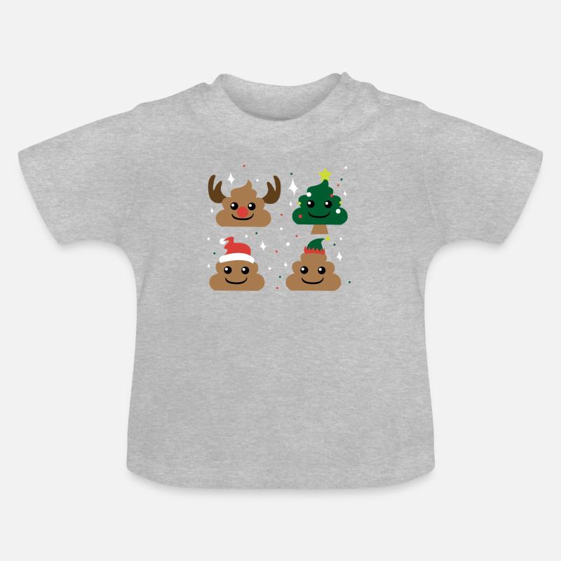 Emoji Caca de Noël - T-shirt bio col rond Bébé - gris chiné