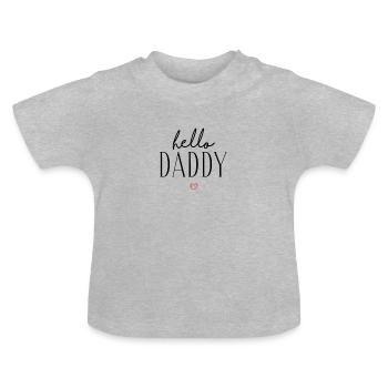 Baby hello Daddy - Baby Bio-T-Shirt mit Rundhals - Grau meliert - Vorne