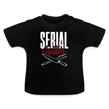 serial griller - Baby Organic T-Shirt with Round Neck - black - Front