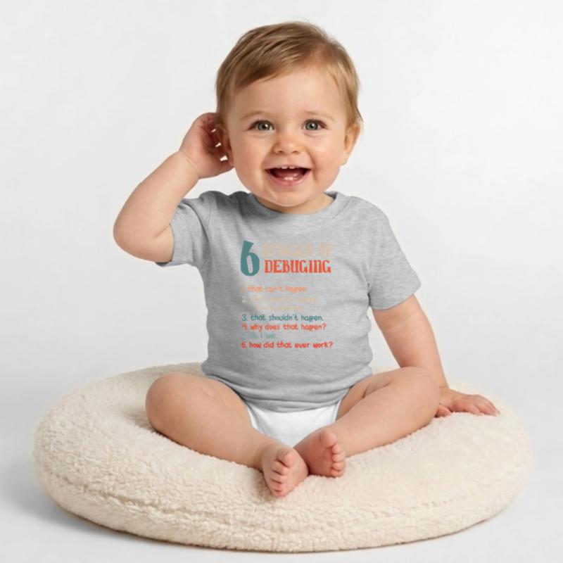 Funny Stages Of Debugging Developer Programmer Baby Bio-T-Shirt mit Rundhals