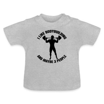 Fitness Bodybuilder Muscle Strength Training Athlètes - T-shirt bio col rond Bébé - gris chiné - Devant