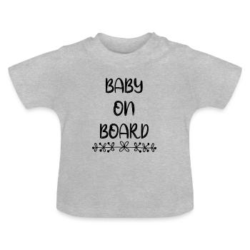 Bébé à bord Fleurs - T-shirt bio col rond Bébé - gris chiné - Devant
