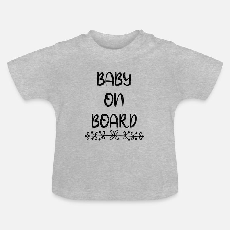 Bébé à bord Fleurs - T-shirt bio col rond Bébé - gris chiné