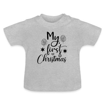 My First Christmas - Baby Bio-T-Shirt mit Rundhals - Grau meliert - Vorne