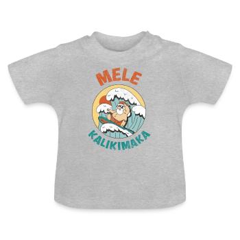Mele Kalikimaka Hawaii Surfender Weihnachtsmann - Baby Bio-T-Shirt mit Rundhals - Grau meliert - Vorne