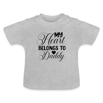 Mon cœur appartient à papa - T-shirt bio col rond Bébé - gris chiné - Devant