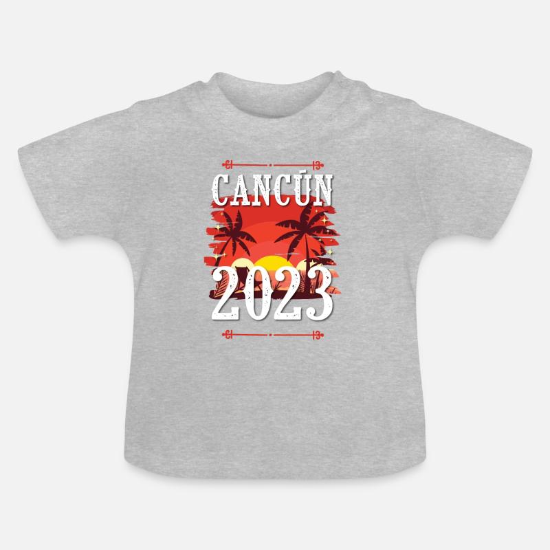 Cancún 2023 - T-shirt bio col rond Bébé - gris chiné