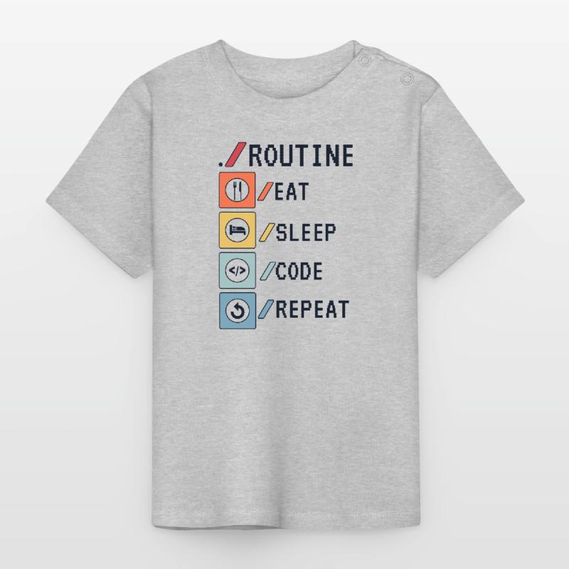 Routine Eat Sleep Code Repeat Developer Coder T-shirt bio col rond Bébé