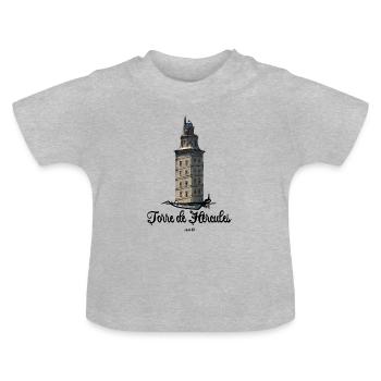Phare de Torre de Hércules - T-shirt bio col rond Bébé - gris chiné - Devant