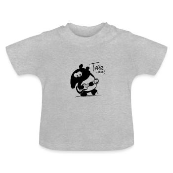 Tapir musical à cheval avec ukulélé - T-shirt bio col rond Bébé - gris chiné - Devant